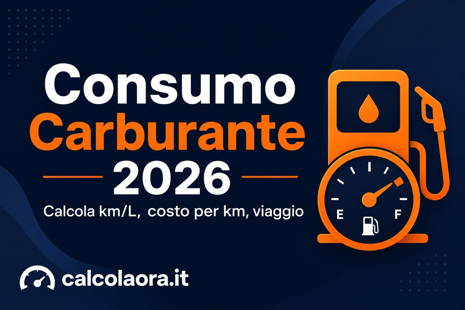 Calcolo del consumo carburante con pompa di benzina e indicatore del livello